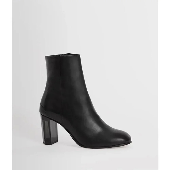 All Saints Roka Leather Ankle‎ Boots Bootie Black Clear Block Heel AllSaints - Picture 1 of 16